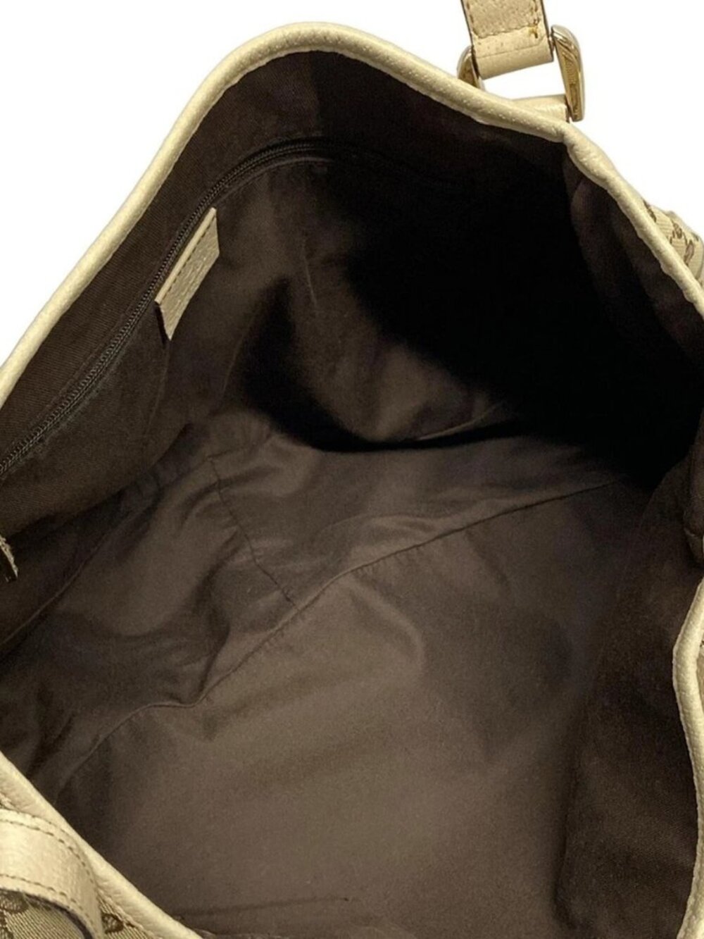 GUCCI Abbey, GG pattern 130736 Beige Dark Brown Cream Jacquard Leather Tote Bag - Picture 15 of 16